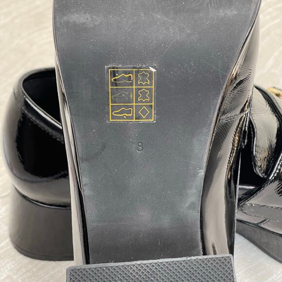 Jeffrey Campbell Student Horse Bit Loafer Black Patent Leather Platform Womens 8 - Picture 8 of 9